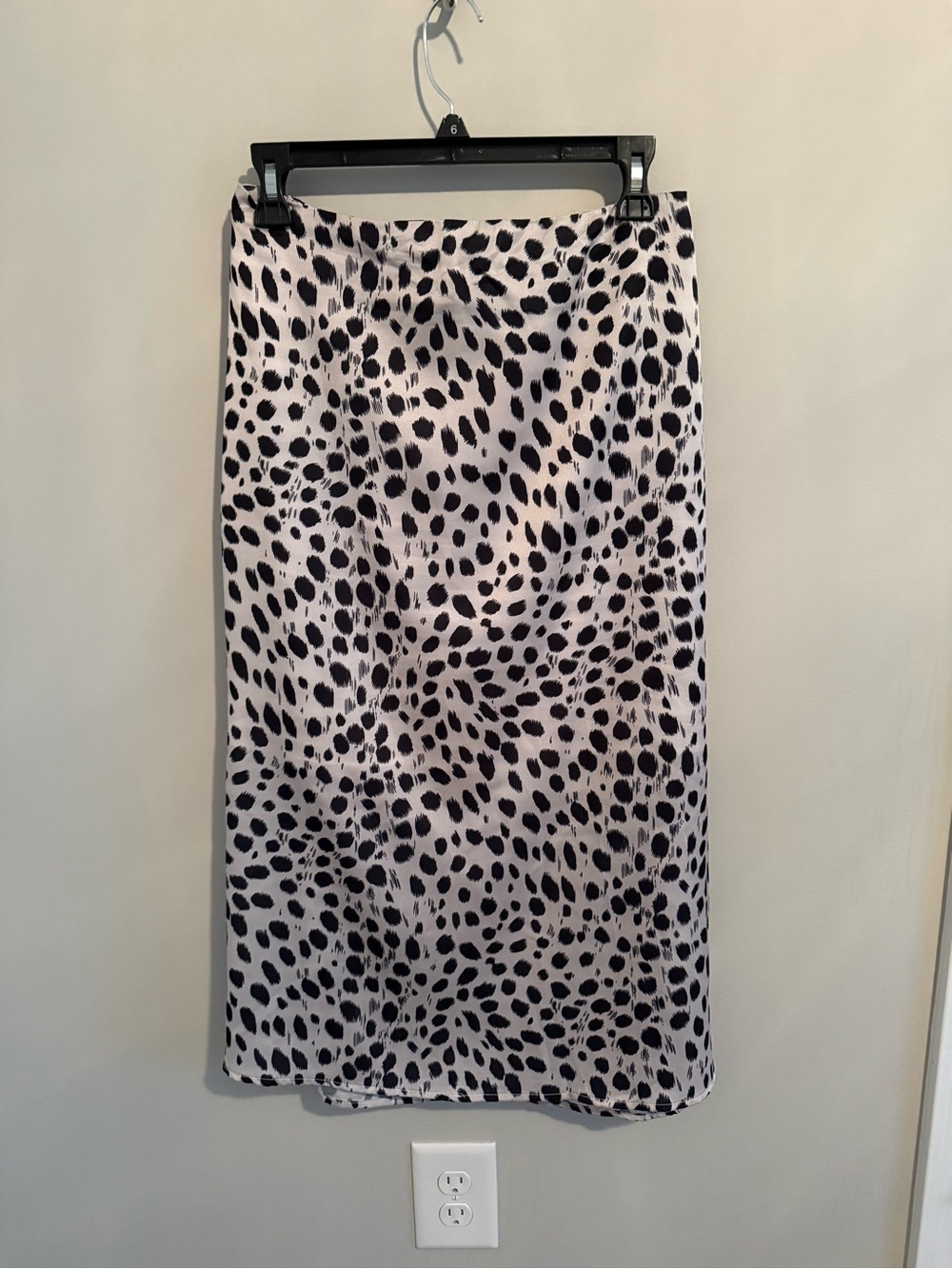Printed Midi Skirt in Black on Cream